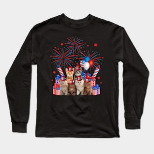 Independence Cat US American Flag Women Men 4th Of July Gift Long Sleeve T-Shirt